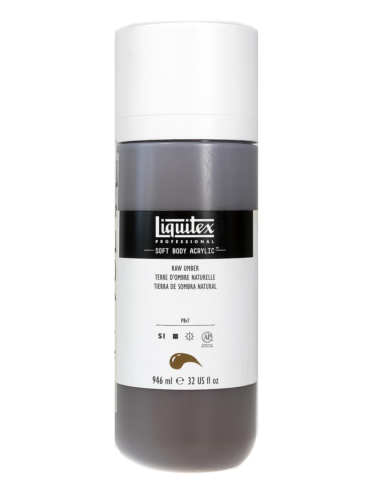 Professional Soft Body Acrylic Color Multi Cap Bottles raw umber 32 oz.