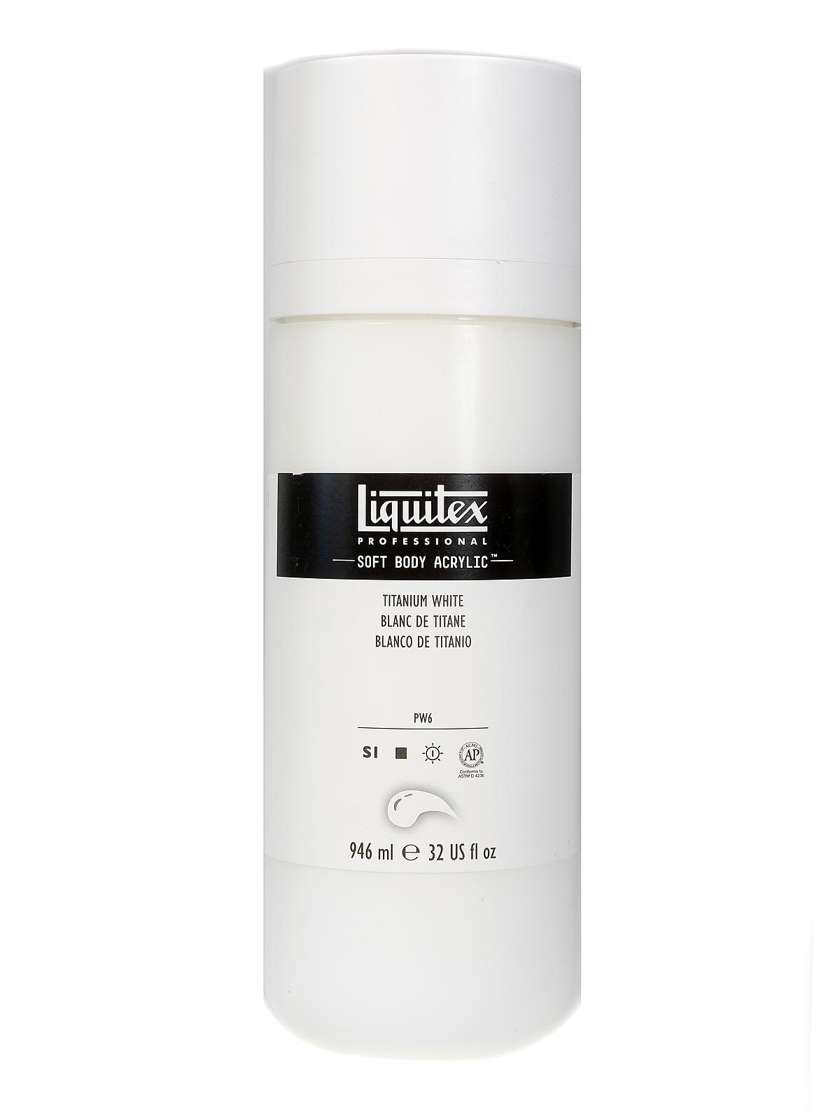 Professional Soft Body Acrylic Color Multi Cap Bottles titanium white 32 oz.