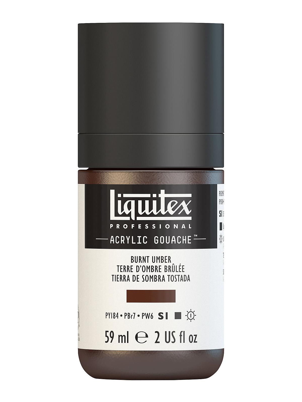 Professional Acrylic Gouache burnt umber 2 oz.