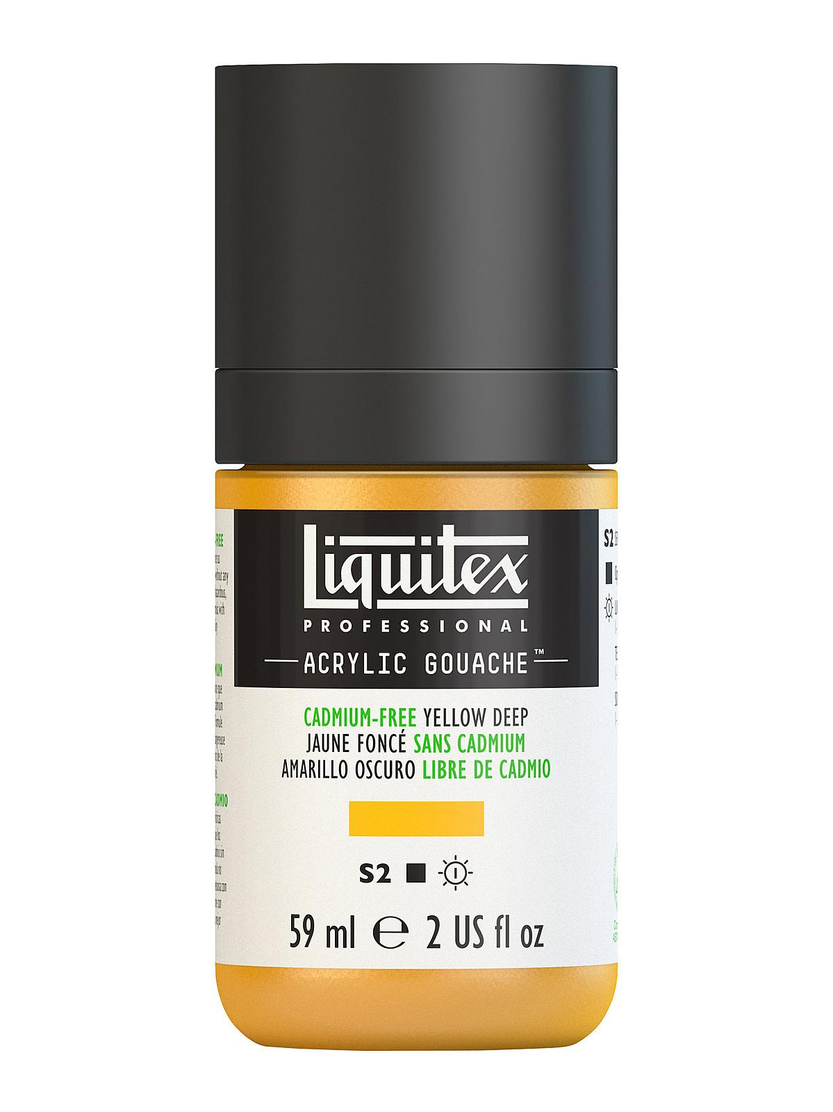 Professional Acrylic Gouache cadmium free yellow deep 2 oz.