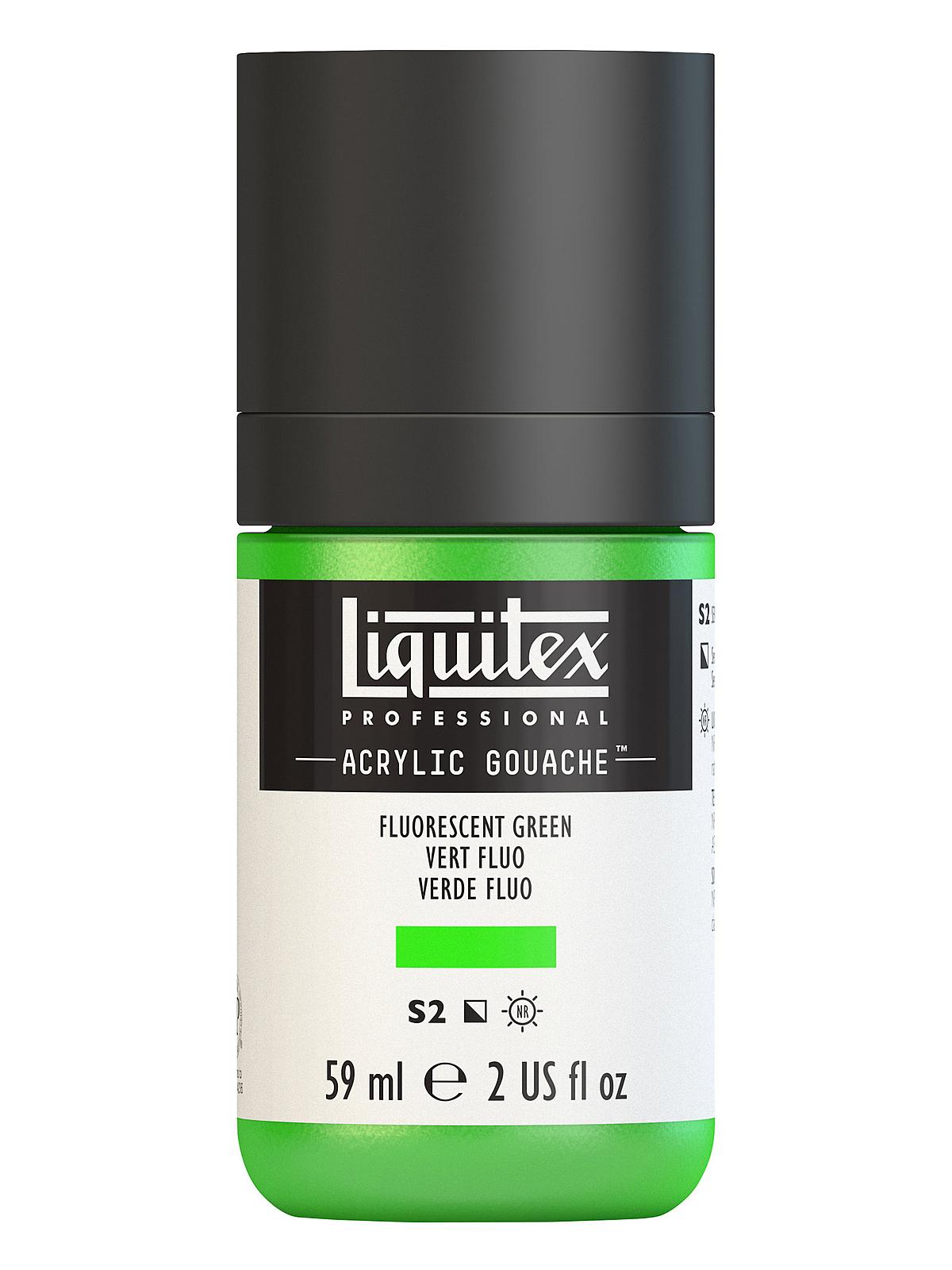 Professional Acrylic Gouache fluorescent green 2 oz.