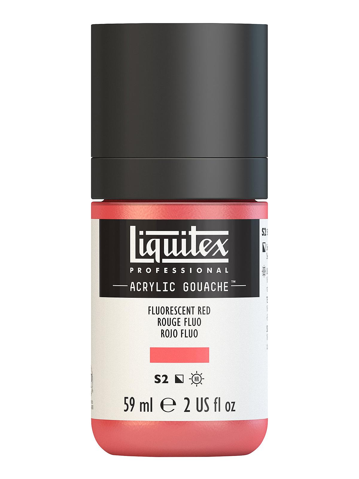 Professional Acrylic Gouache fluorescent red 2 oz.