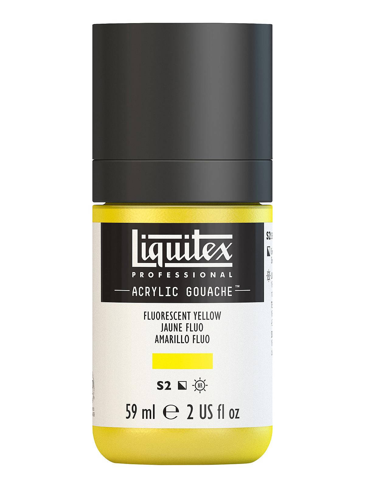 Professional Acrylic Gouache fluorescent yellow 2 oz.