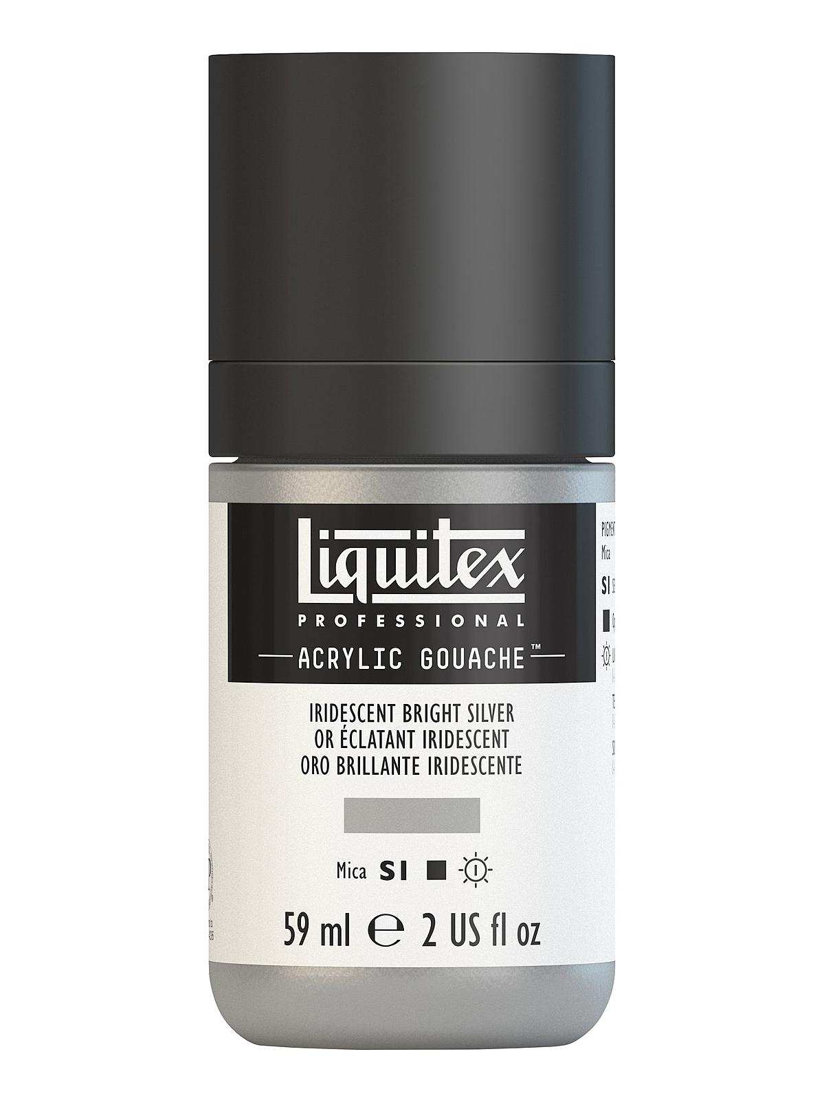 Professional Acrylic Gouache iridescent bright silver 2 oz.