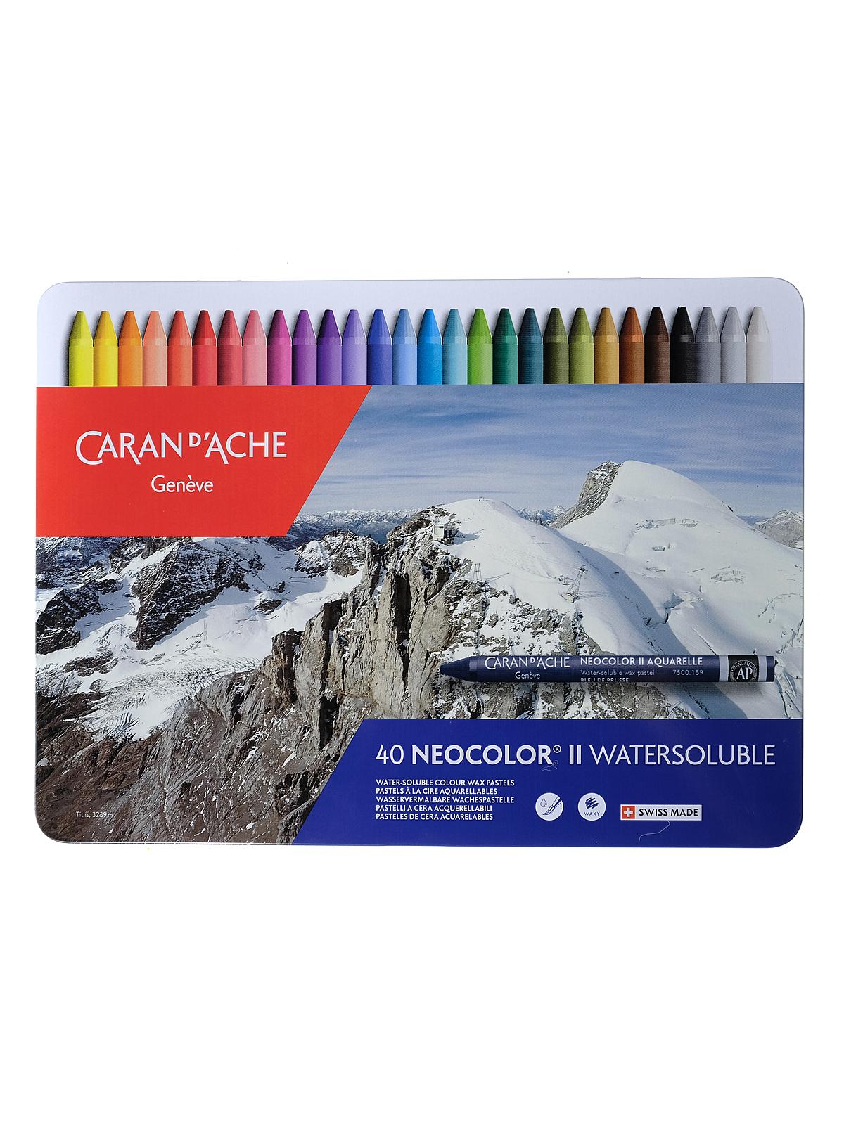 Neocolor II Aquarelle Water Soluble Wax Pastel Sets set of 40
