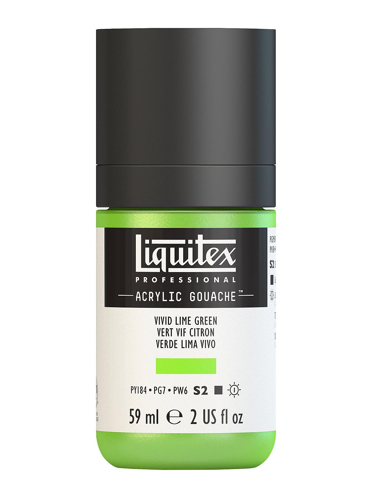 Professional Acrylic Gouache vivid lime green 2 oz.