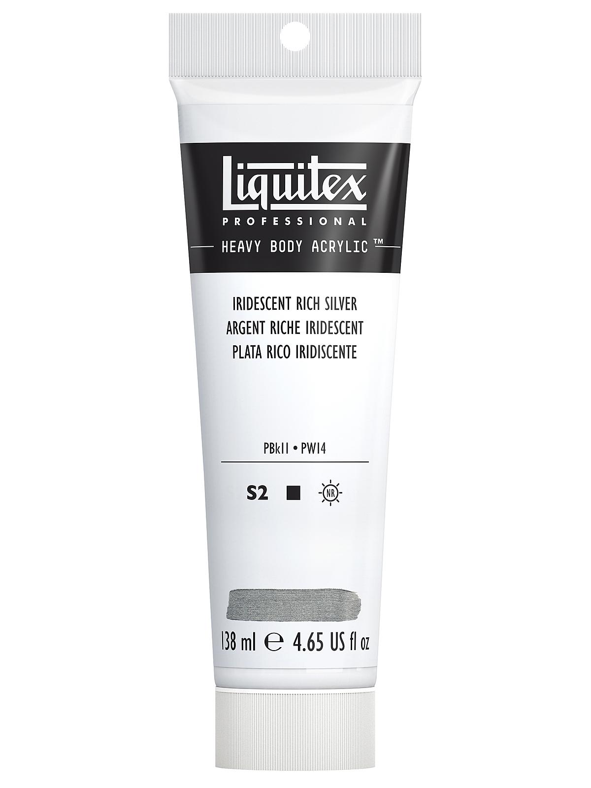 Heavy Body Professional Artist Acrylic Colors iridescent rich silver 4.65 oz.