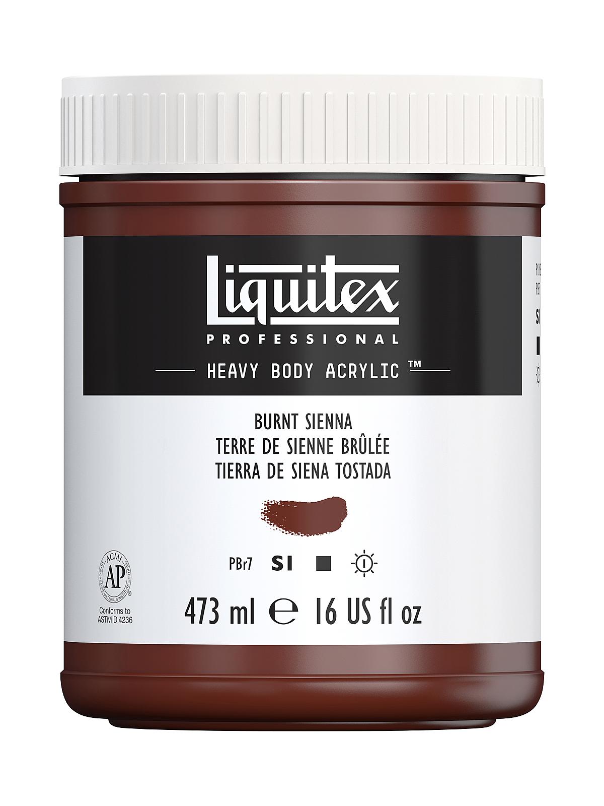 Heavy Body Professional Artist Acrylic Colors burnt sienna 16 oz.