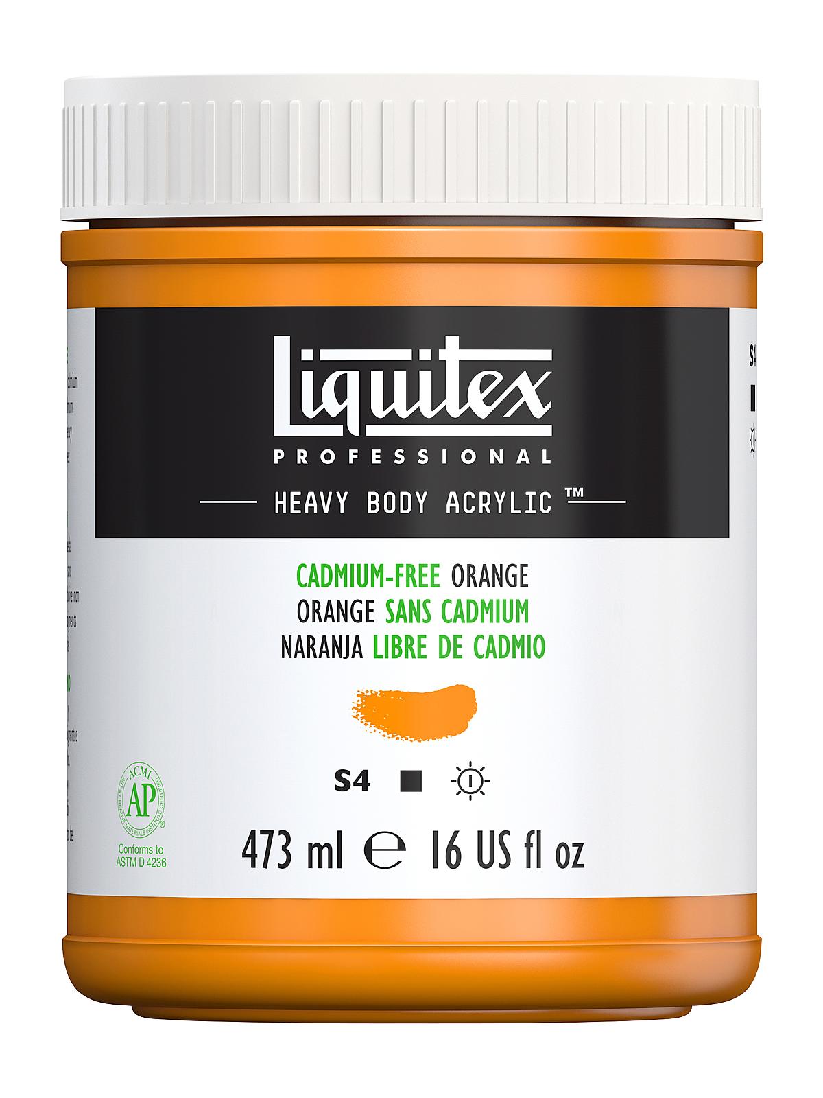 Heavy Body Professional Artist Acrylic Colors cadmium free orange 16 oz.