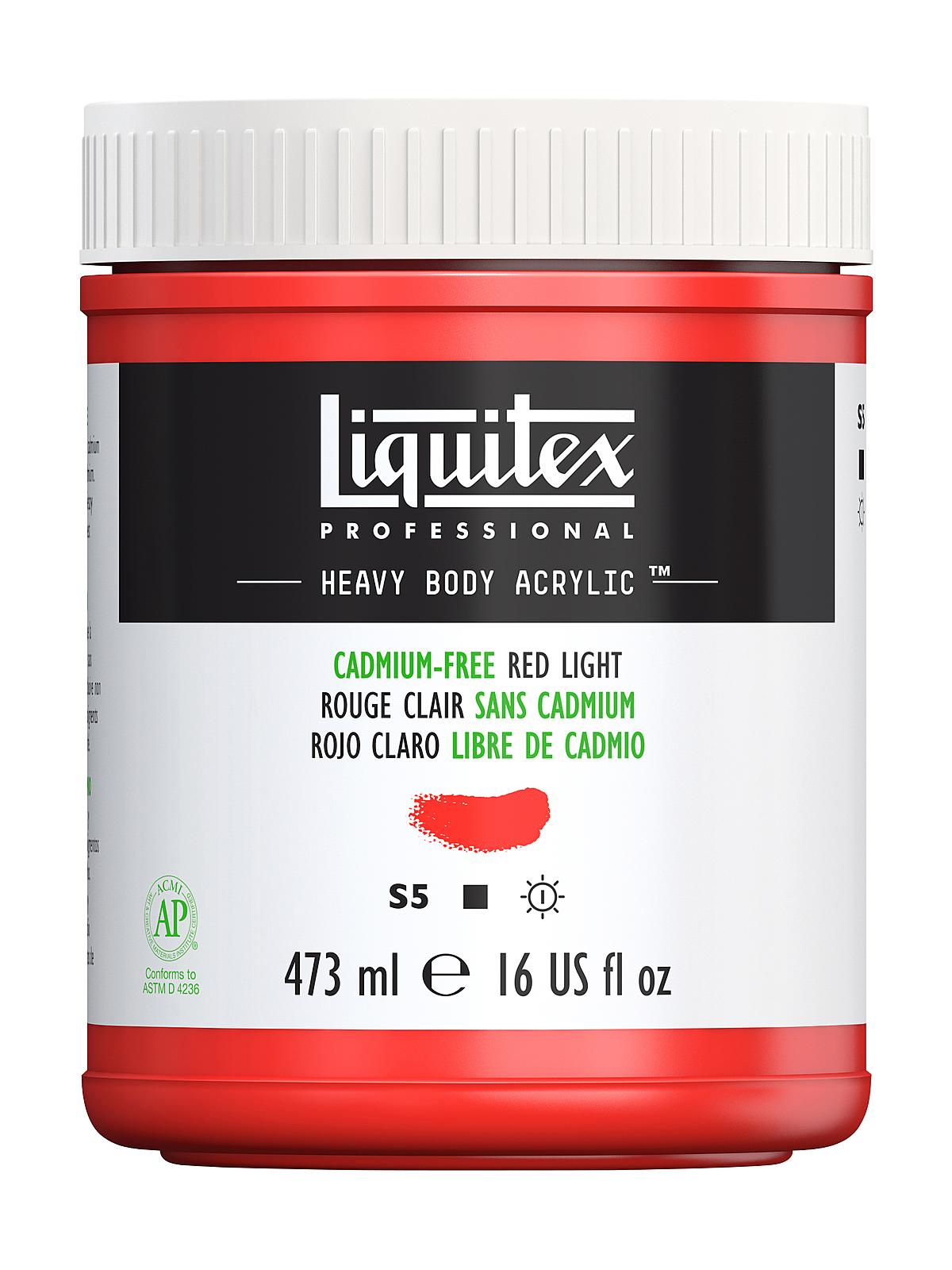 Heavy Body Professional Artist Acrylic Colors cadmium free red light 16 oz.