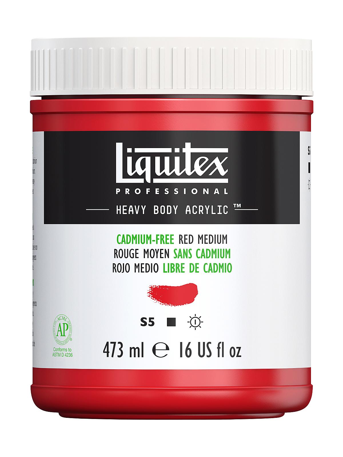 Heavy Body Professional Artist Acrylic Colors cadmium free red medium 16 oz.