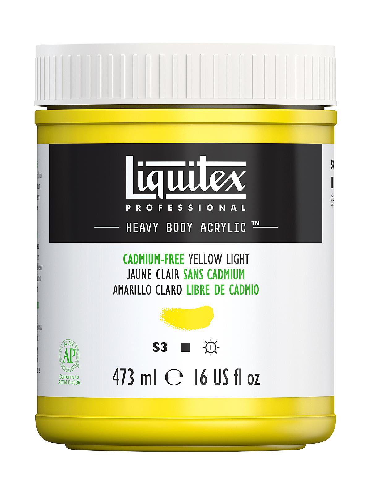 Heavy Body Professional Artist Acrylic Colors cadmium free yellow light 16 oz.