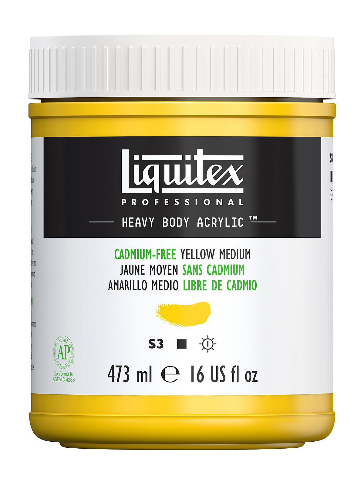 Heavy Body Professional Artist Acrylic Colors cadmium free yellow medium 16 oz.