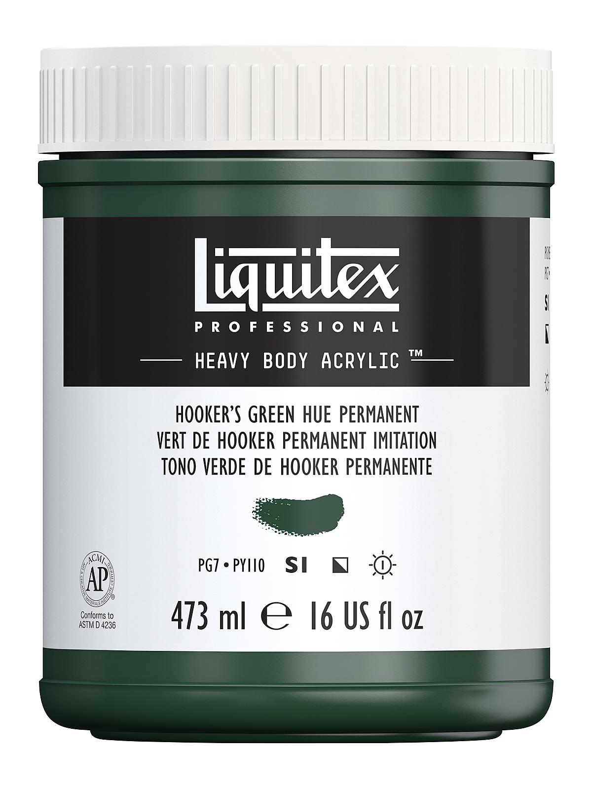 Heavy Body Professional Artist Acrylic Colors Hooker's green hue permanent 16 oz.