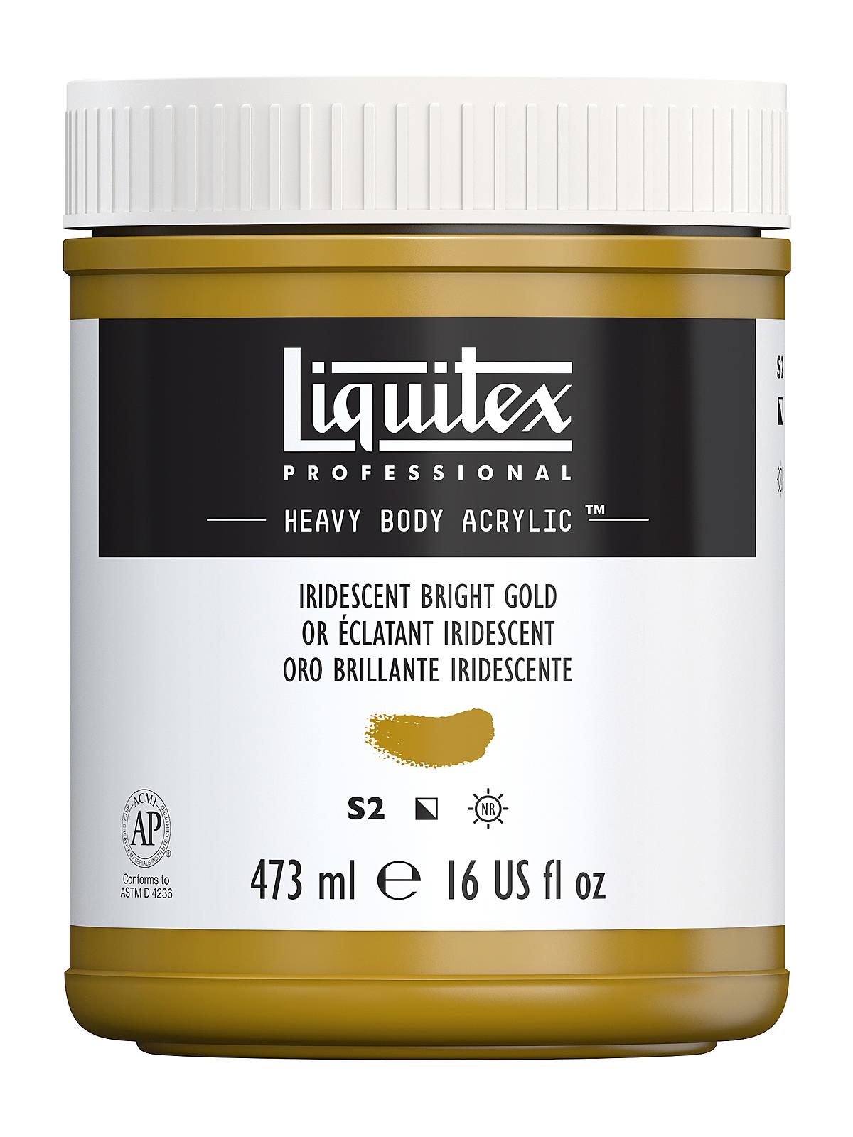 Heavy Body Professional Artist Acrylic Colors iridescent bright gold 16 oz.