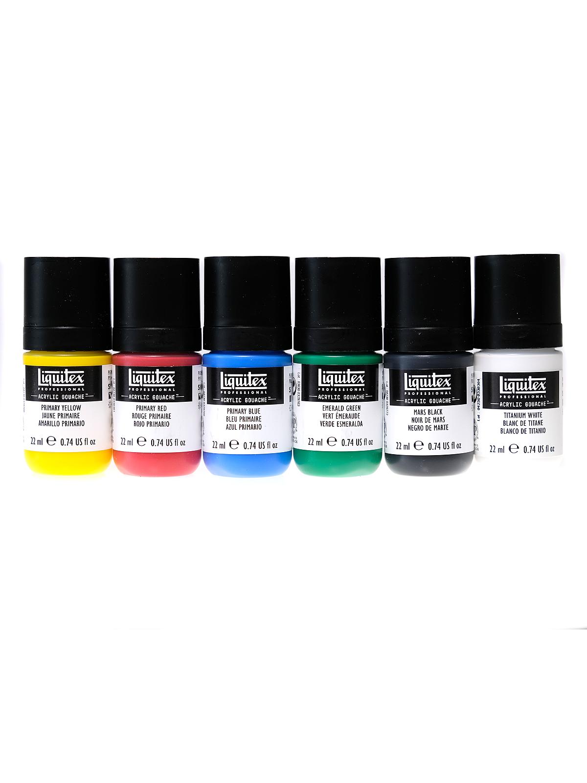 Professional Acrylic Gouache Sets 22ml Primaries set of 6