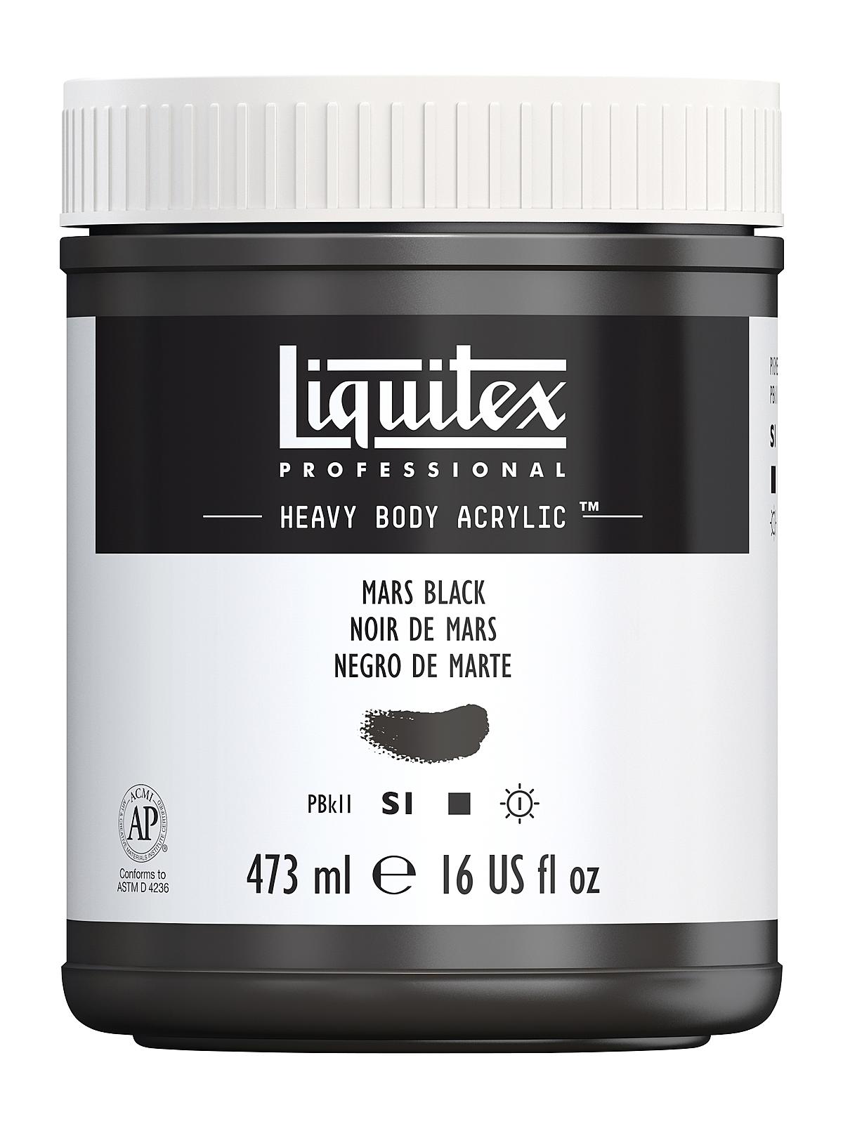 Heavy Body Professional Artist Acrylic Colors mars black 16 oz.