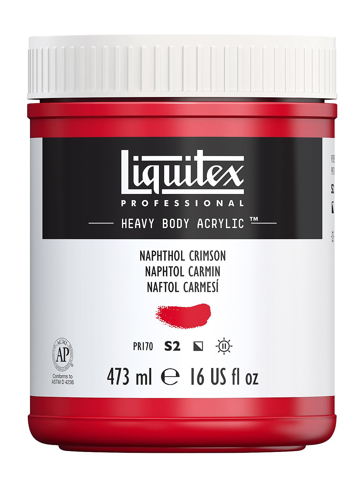 Heavy Body Professional Artist Acrylic Colors naphthol crimson 16 oz.