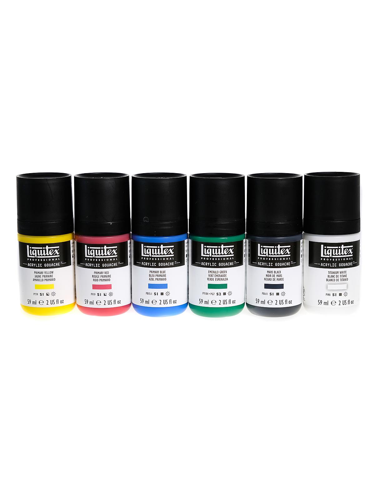 Professional Acrylic Gouache Sets 59ml Primaries set of 6