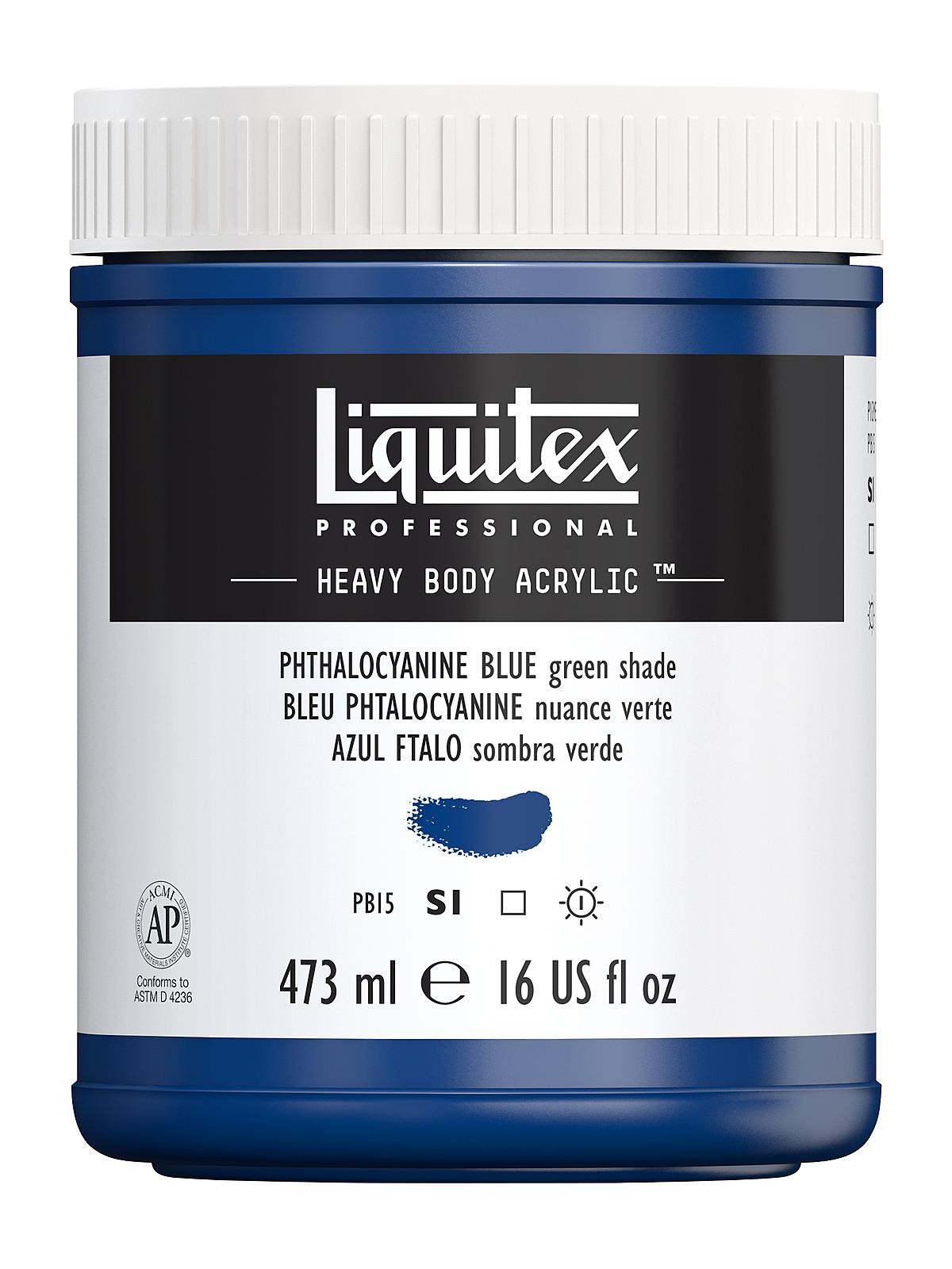 Heavy Body Professional Artist Acrylic Colors phthalocyanine blue (green shade) 16 oz.