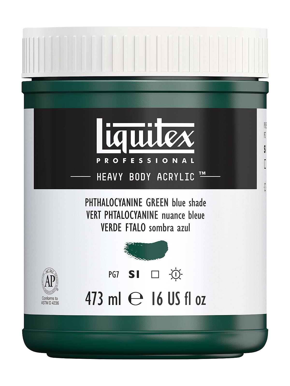 Heavy Body Professional Artist Acrylic Colors phthalocyanine green (blue shade) 16 oz.