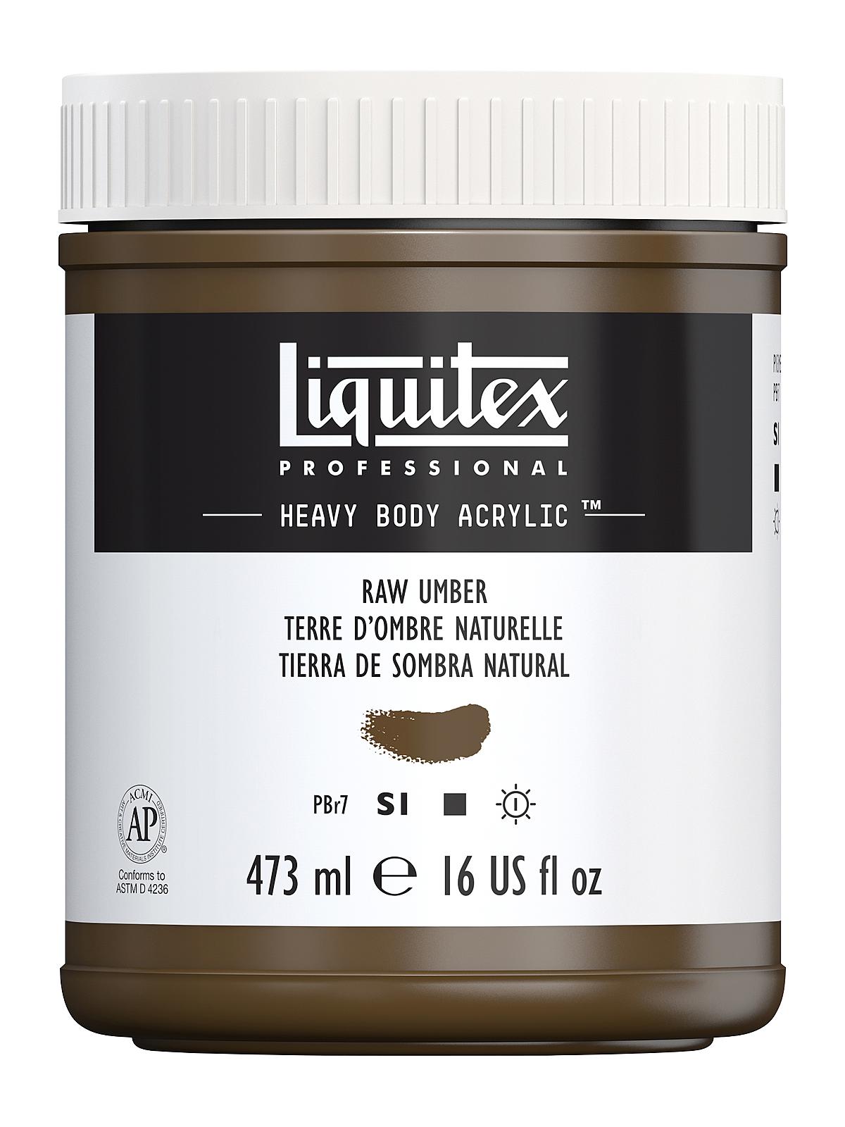Heavy Body Professional Artist Acrylic Colors raw umber 16 oz.