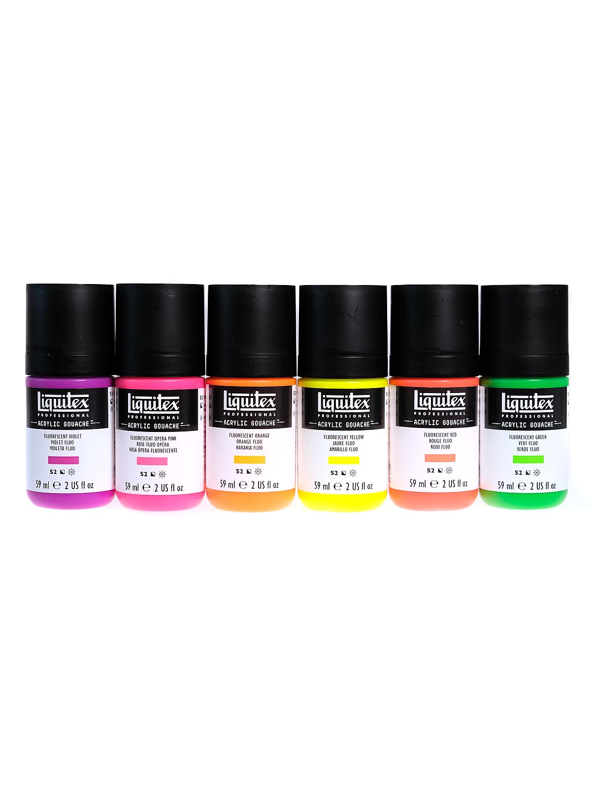 Professional Acrylic Gouache Sets 59ml Fluorescents set of 6