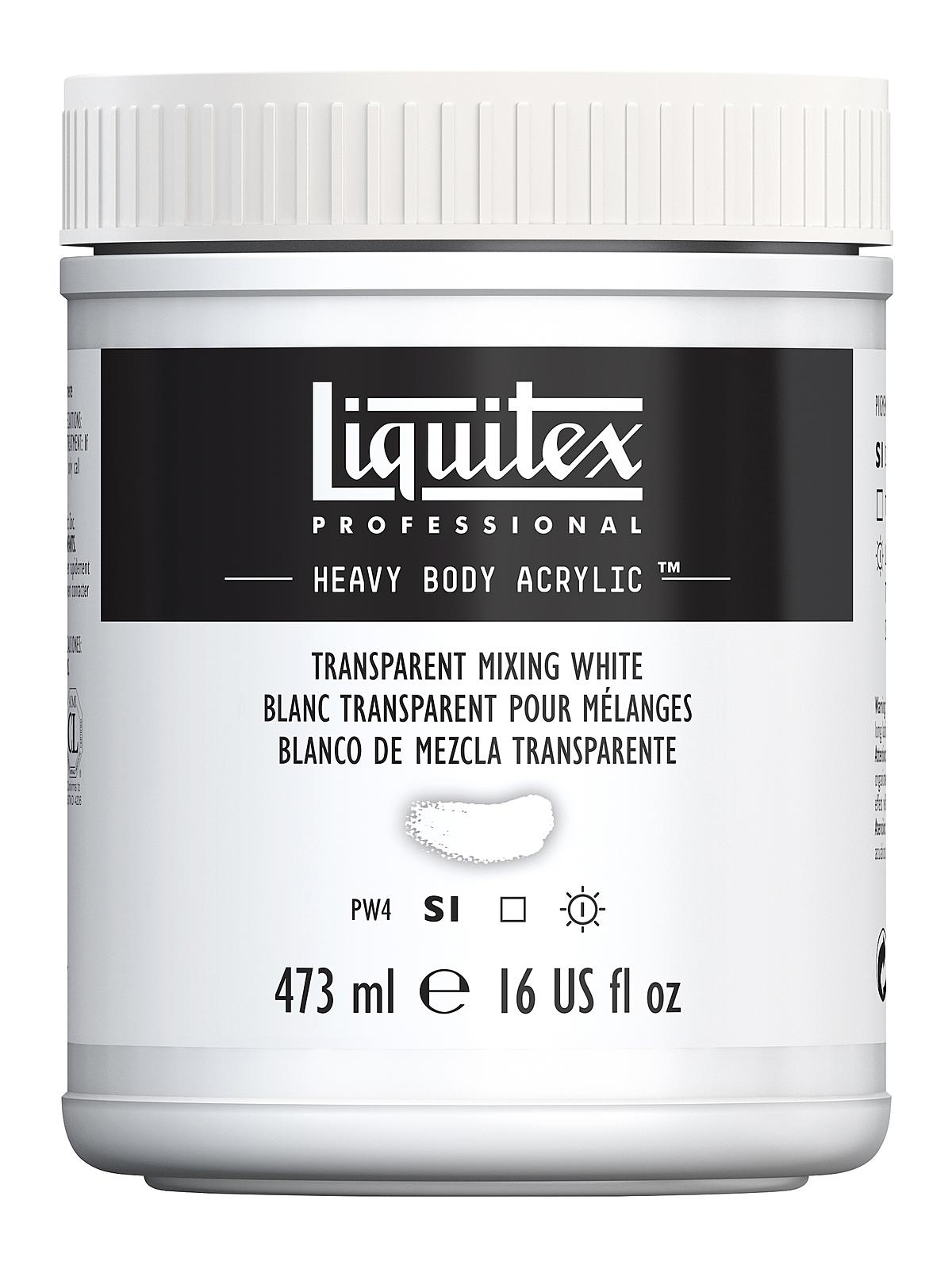 Heavy Body Professional Artist Acrylic Colors transparent mixing white 16 oz.