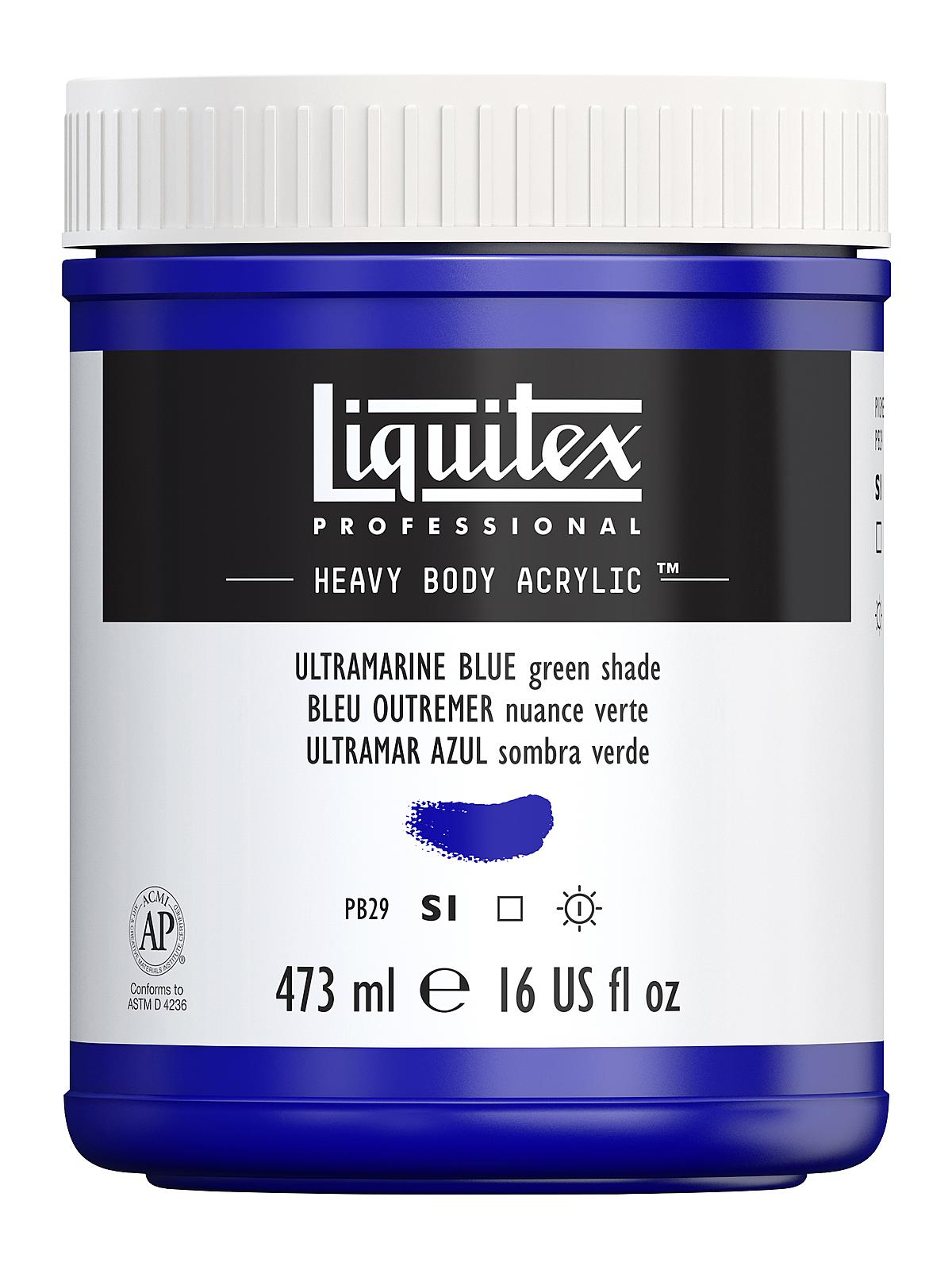 Heavy Body Professional Artist Acrylic Colors ultramarine blue (green shade) 16 oz.