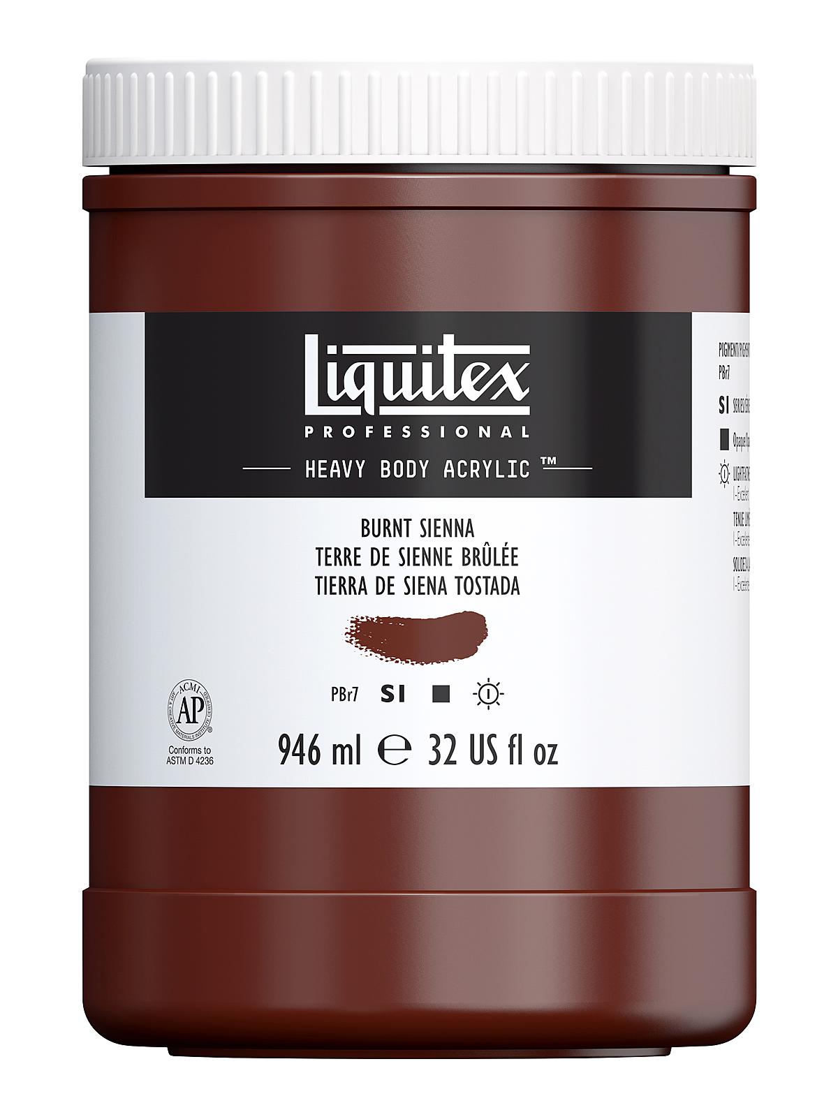 Heavy Body Professional Artist Acrylic Colors burnt sienna 32 oz.