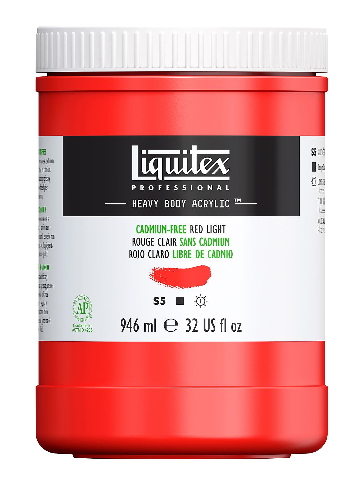 Heavy Body Professional Artist Acrylic Colors cadmium free red light 32 oz.