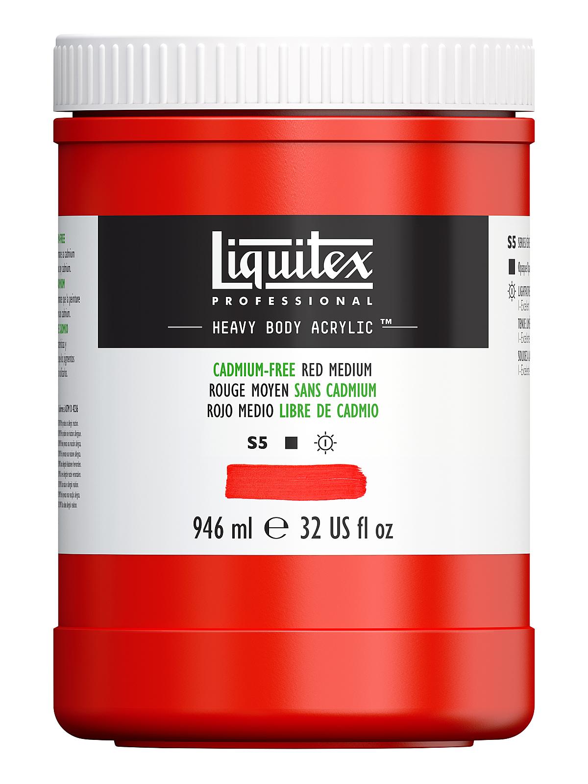 Heavy Body Professional Artist Acrylic Colors cadmium free red medium 32 oz.