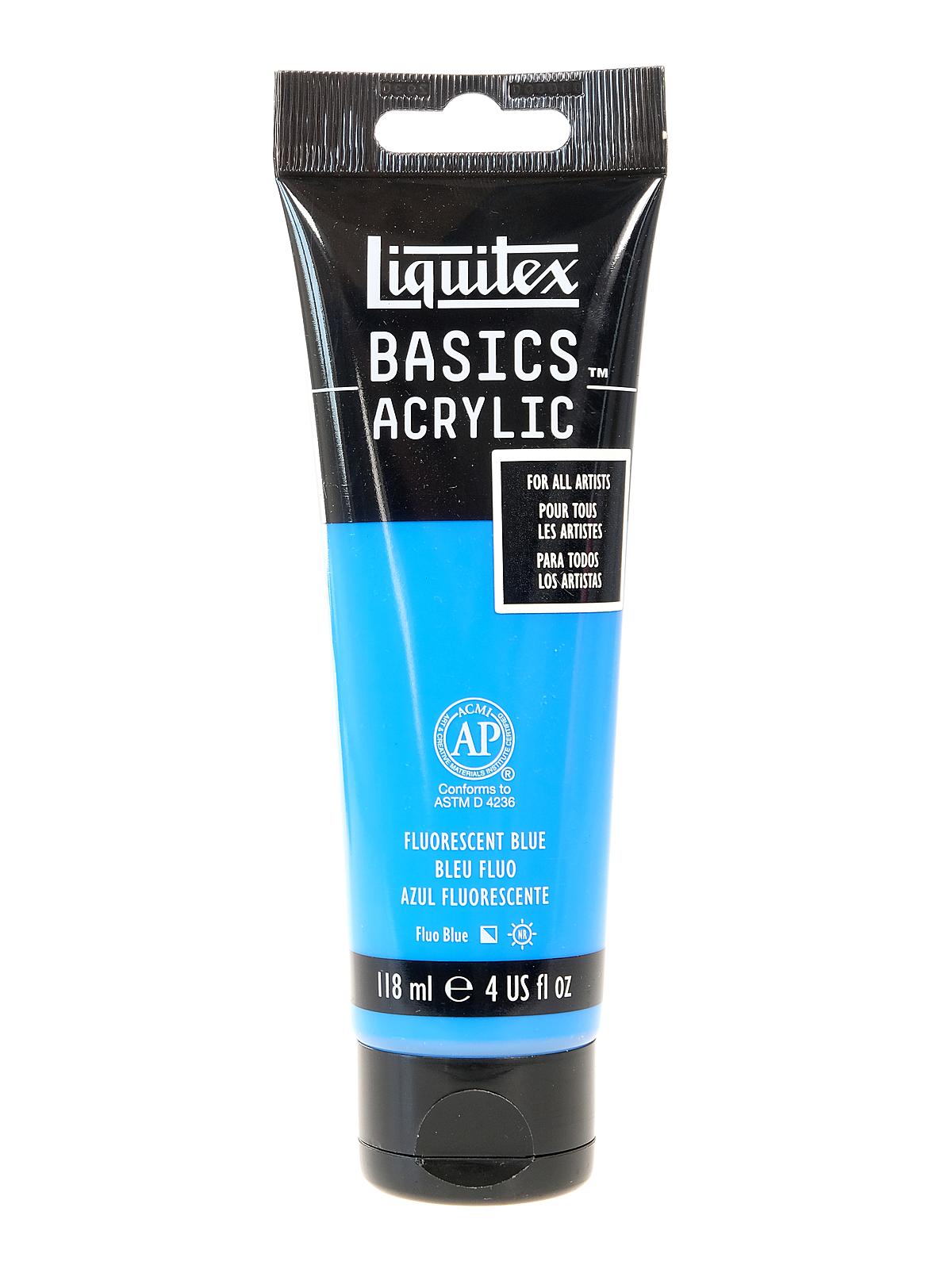 Basics Acrylics Colors fluorescent blue 4 oz. tube