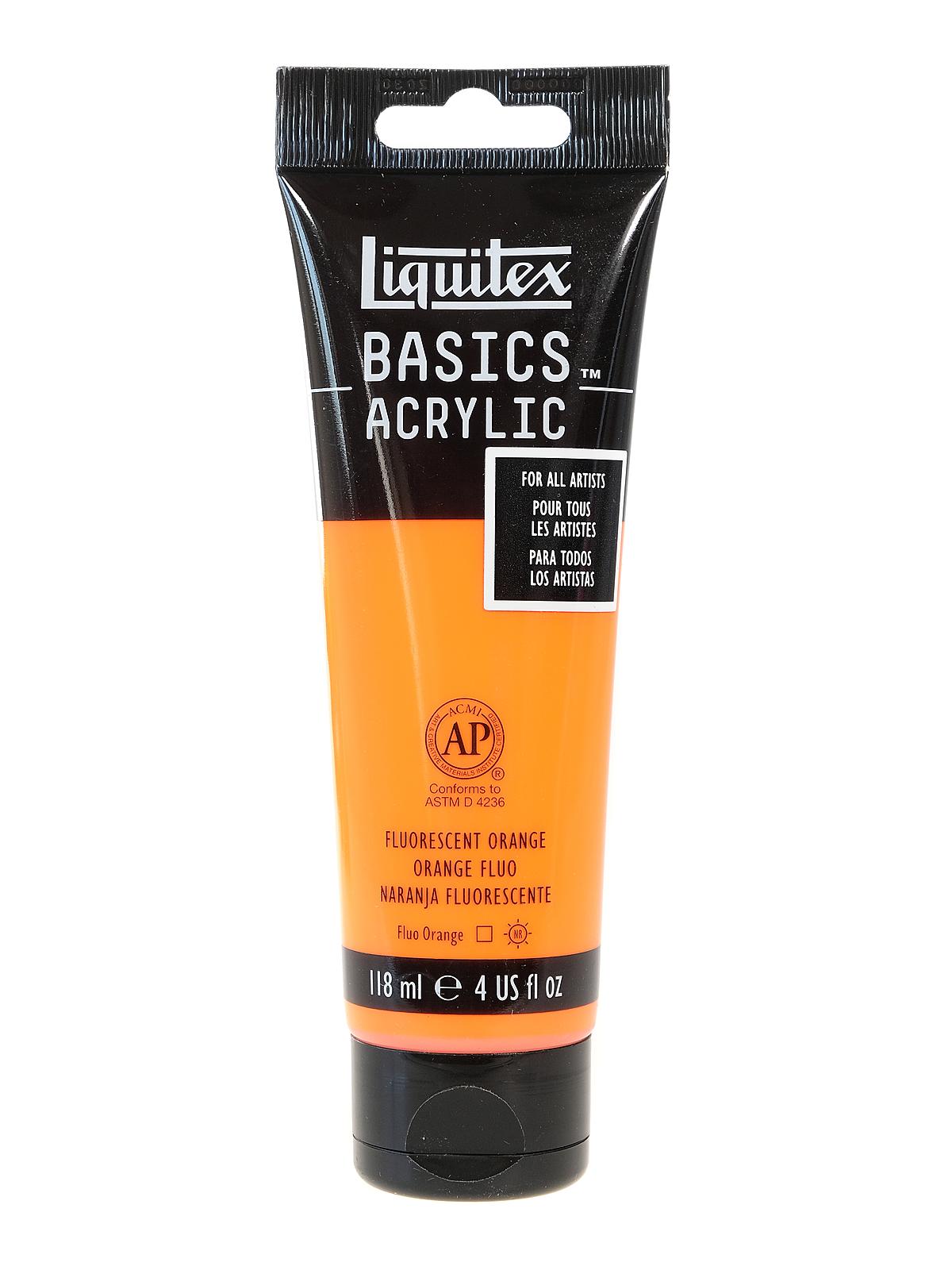Basics Acrylics Colors fluorescent orange 4 oz. tube