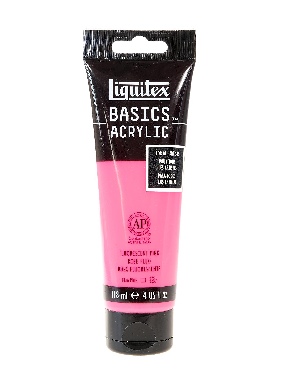 Basics Acrylics Colors fluorescent pink 4 oz. tube