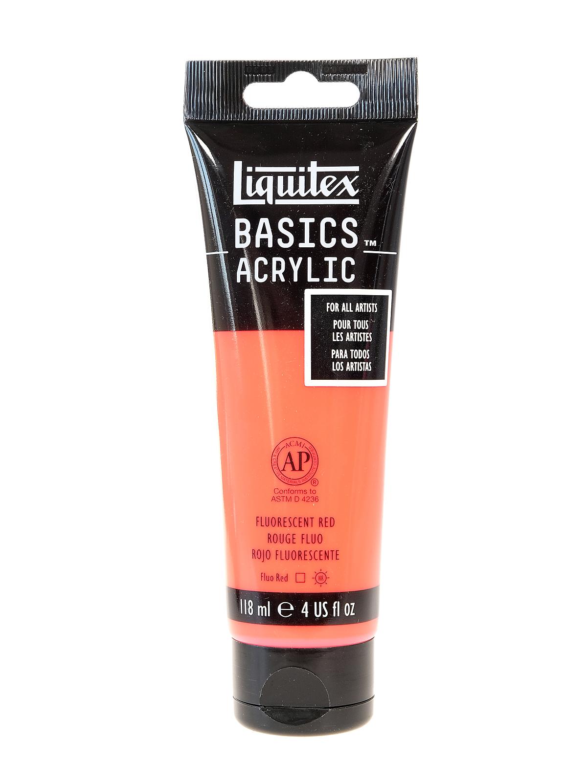 Basics Acrylics Colors fluorescent red 4 oz. tube