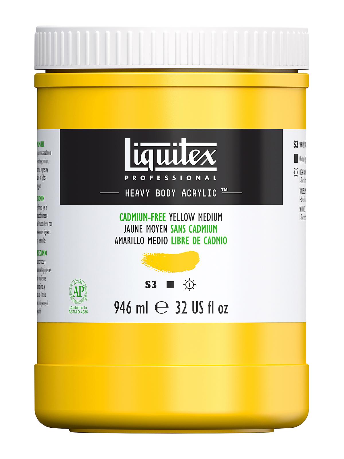 Heavy Body Professional Artist Acrylic Colors cadmium free yellow medium 32 oz.