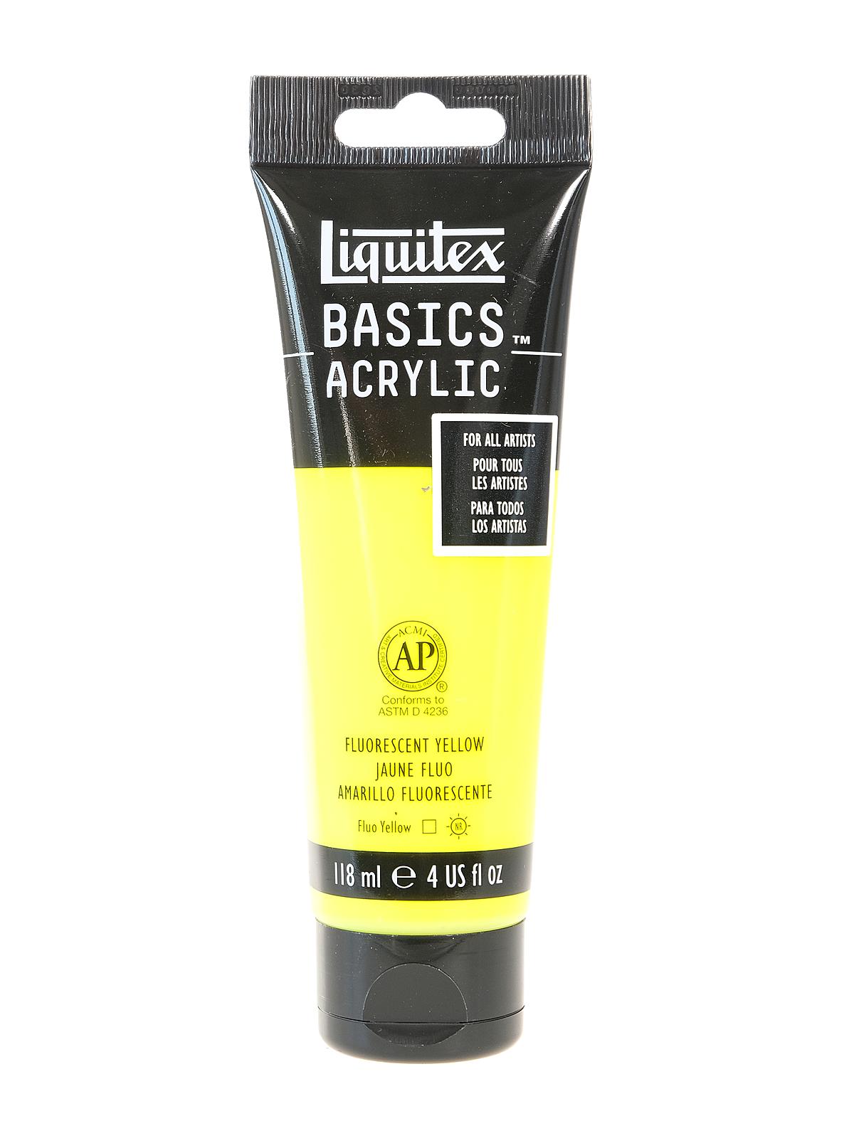 Basics Acrylics Colors fluorescent yellow 4 oz. tube