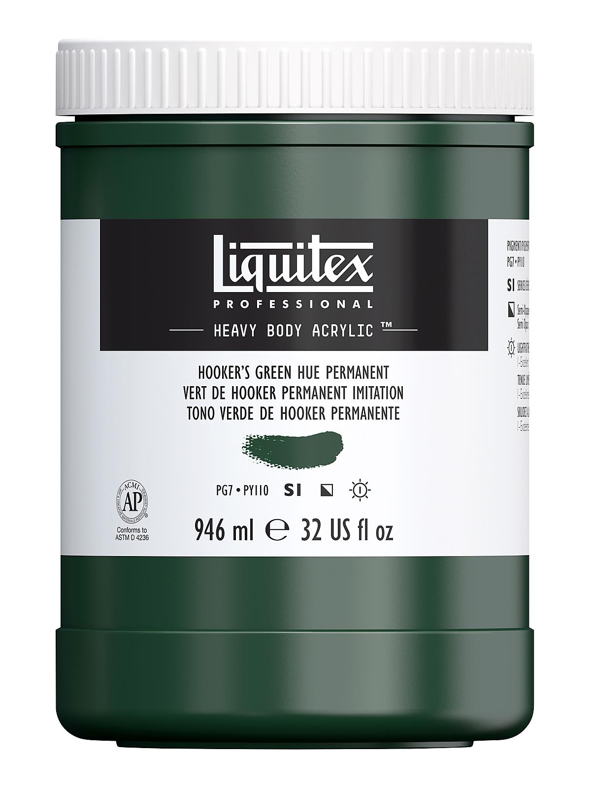 Heavy Body Professional Artist Acrylic Colors Hooker's green hue permanent 32 oz.