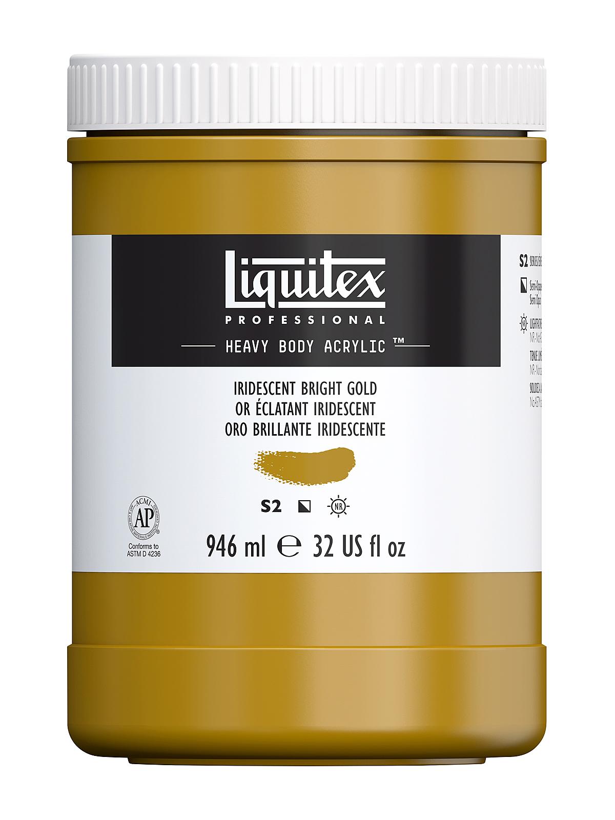 Heavy Body Professional Artist Acrylic Colors iridescent bright gold 32 oz.