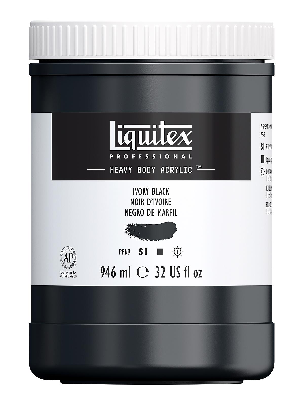 Heavy Body Professional Artist Acrylic Colors ivory black 32 oz.
