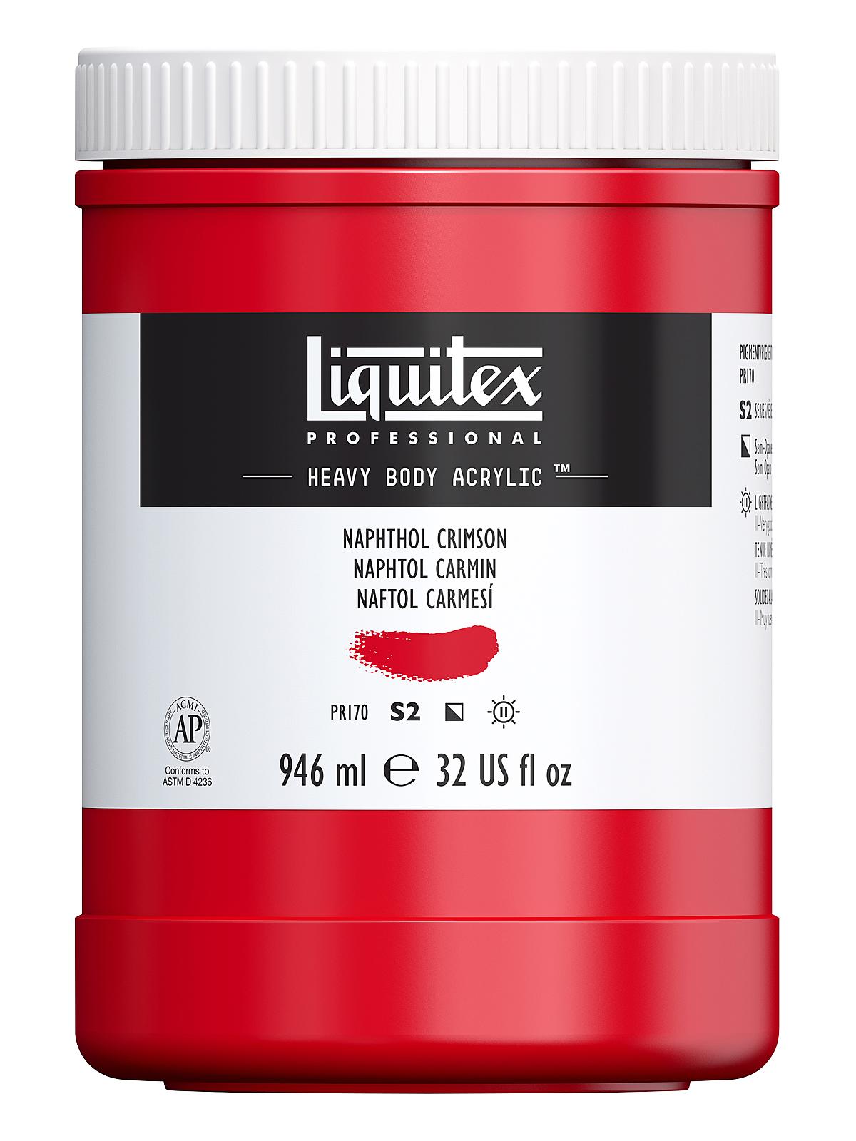 Heavy Body Professional Artist Acrylic Colors naphthol crimson 32 oz.