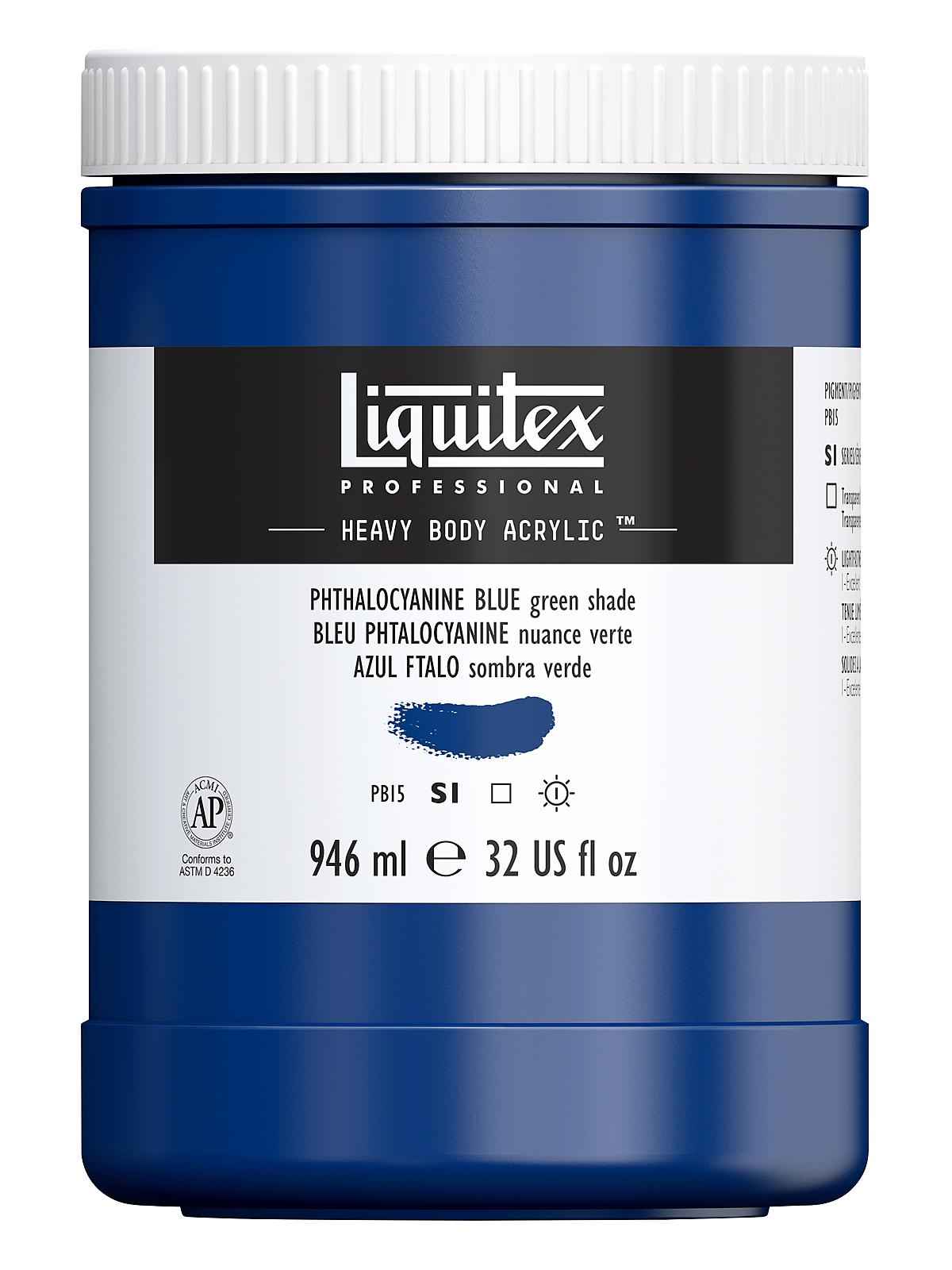 Heavy Body Professional Artist Acrylic Colors phthalocyanine blue (green shade) 32 oz.