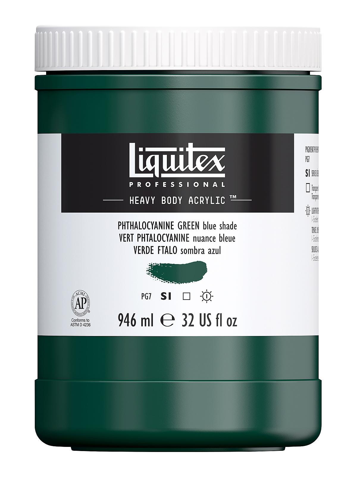 Heavy Body Professional Artist Acrylic Colors phthalocyanine green (blue shade) 32 oz.