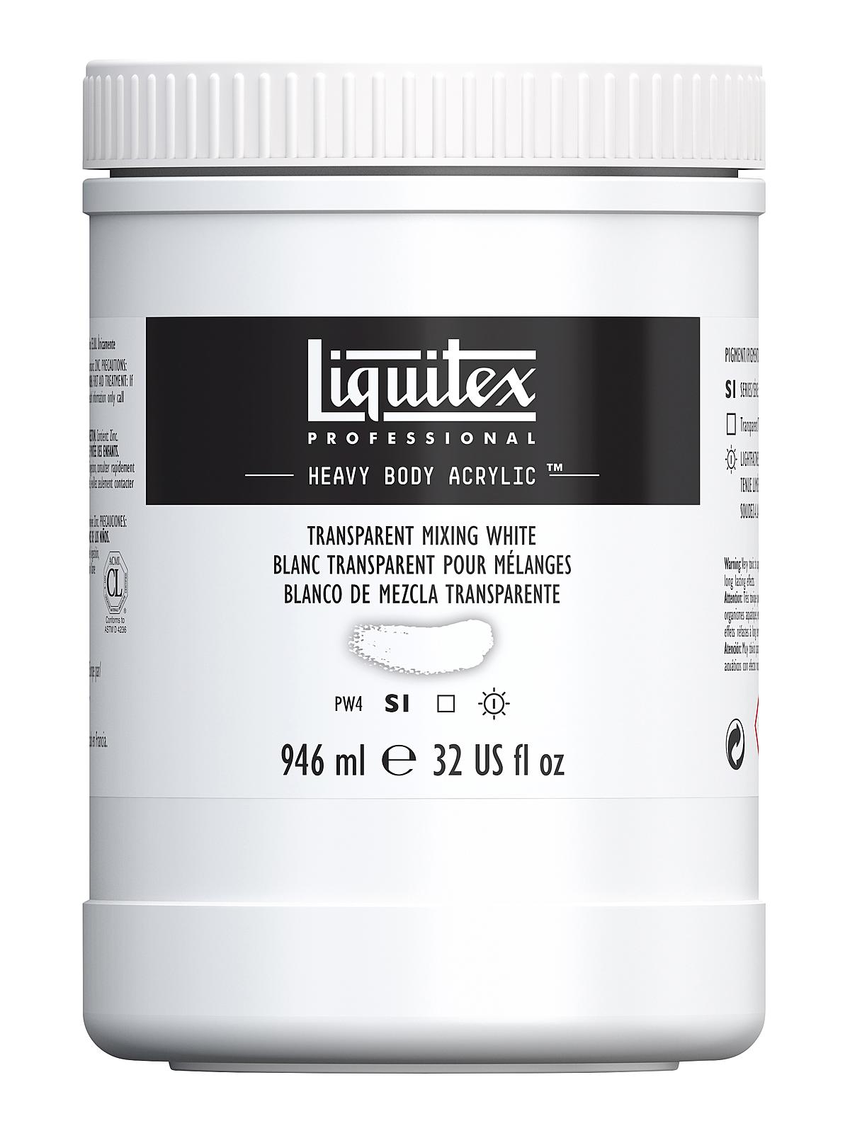 Heavy Body Professional Artist Acrylic Colors transparent mixing white 32 oz.