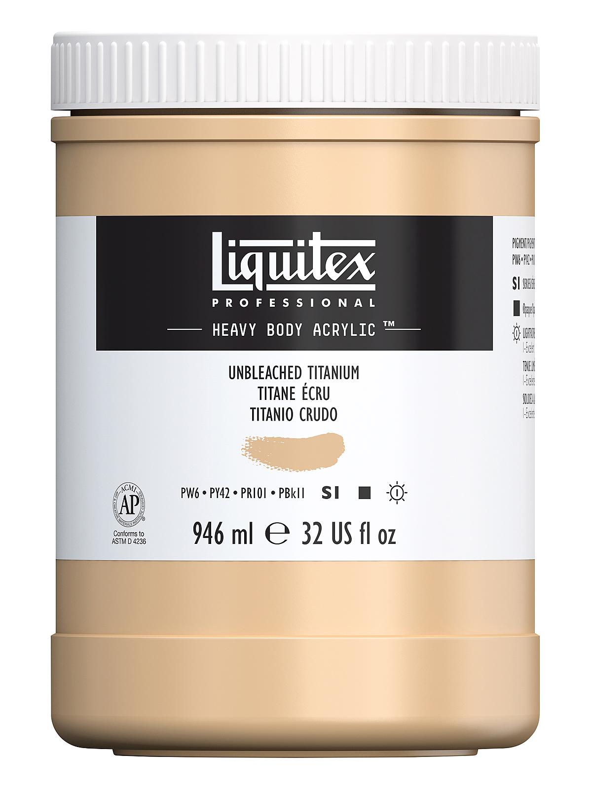 Heavy Body Professional Artist Acrylic Colors unbleached titanium 32 oz.