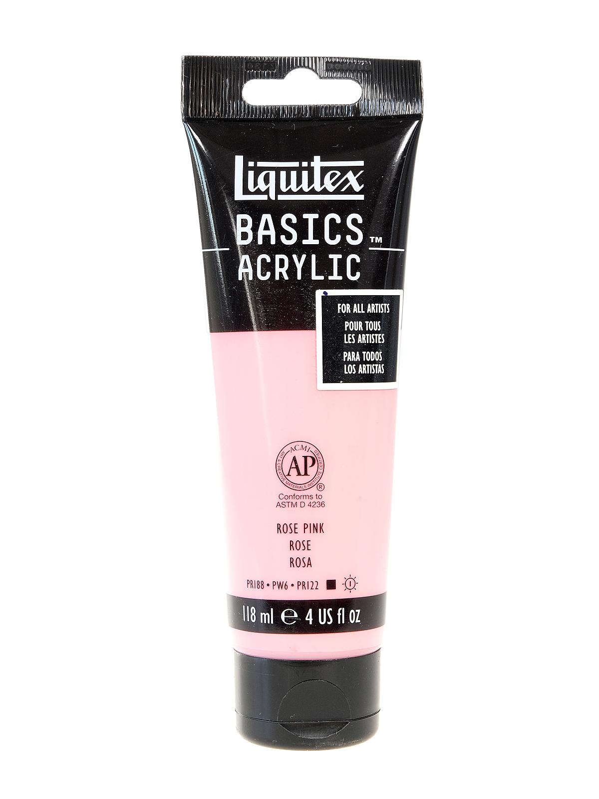 Basics Acrylics Colors rose pink 4 oz. tube