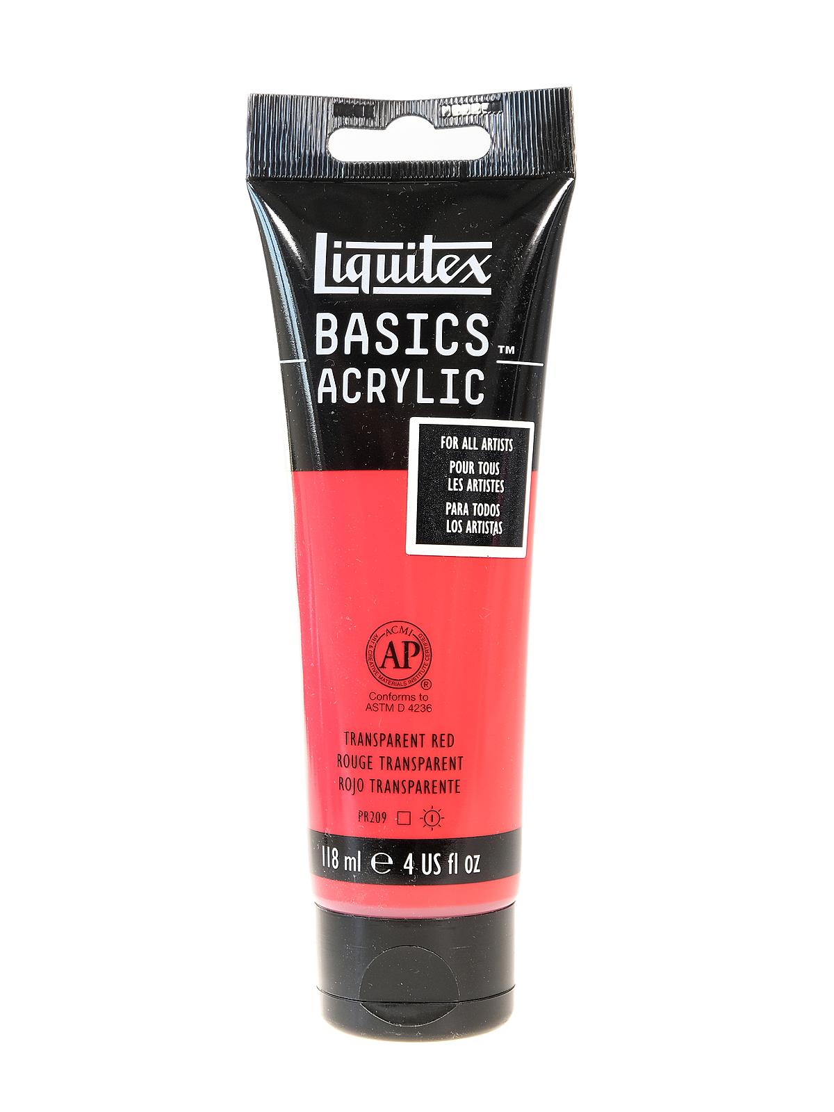 Basics Acrylics Colors transparent red 4 oz. tube