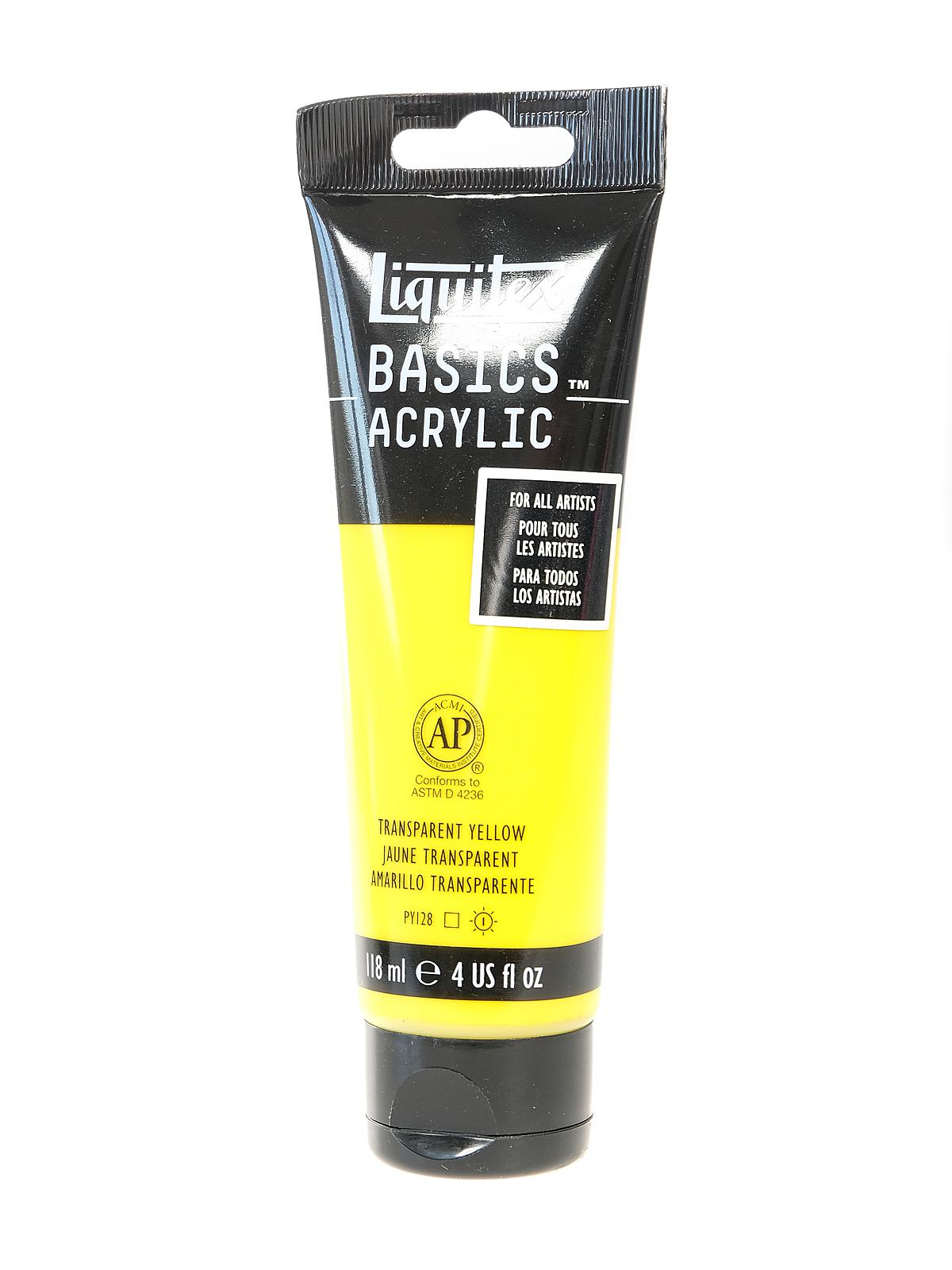Basics Acrylics Colors transparent yellow 4 oz. tube