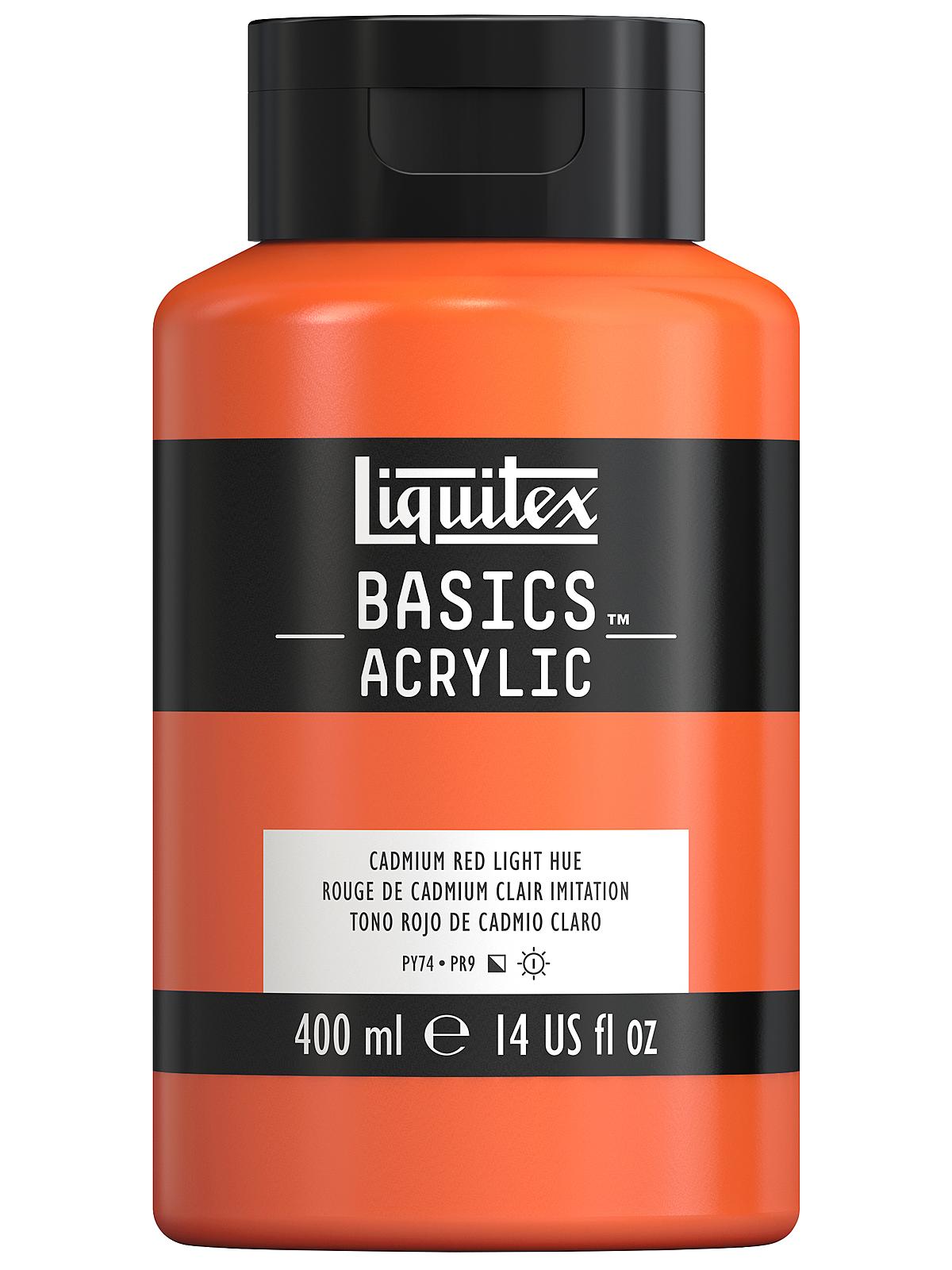 Basics Acrylics Colors cadmium red light hue 13.5 oz. flat cap squeeze bottle